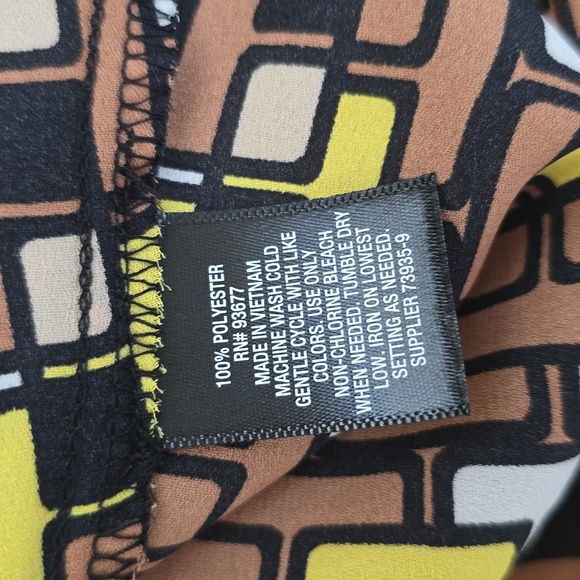 WORTHINGTON WOMENS PETITE PLUS BROWN & YELLOW SYMMETRICAL BLOUSE SIZE PXXL - Picture 16 of 16